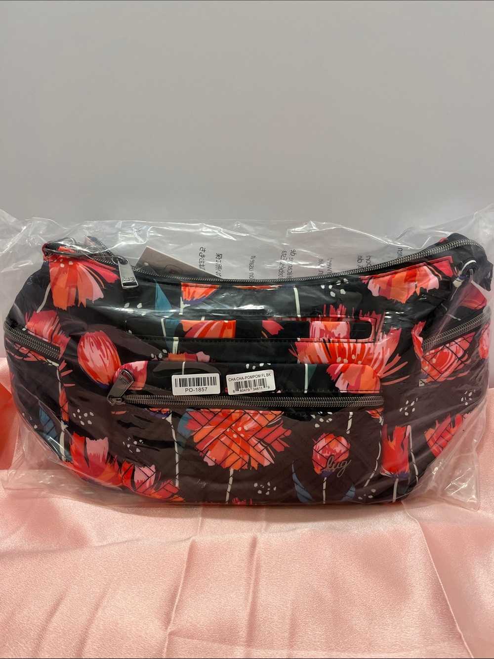 LUG - Cha Cha Crossbody Bag in PomPom Floral Black  **still in sealed plastic**